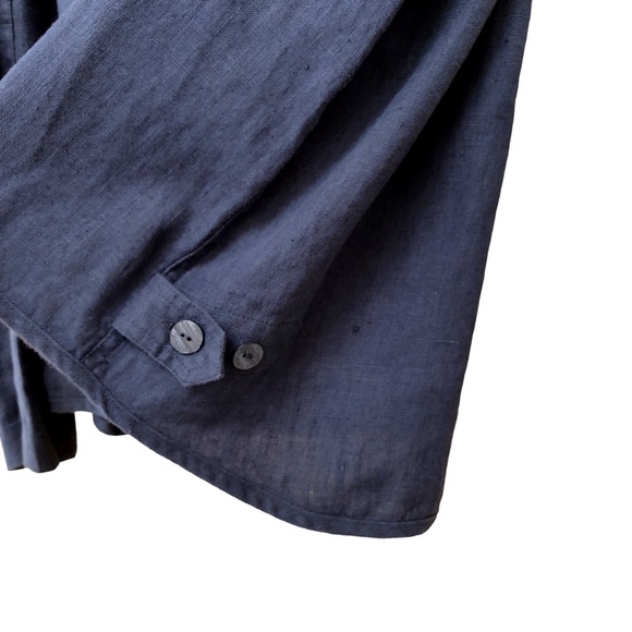 VALERIE STEVENS casual washable blue linen zip front hooded jacket, size L - Picture 5 of 9